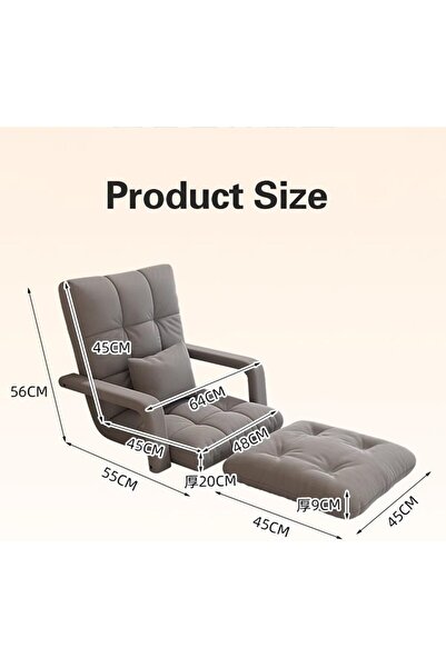 Enjoylifeme 2 in 1 Sofa Bed Folding Lounger, Adjustable 6-Position Folding Floor Chair with Arms Grey