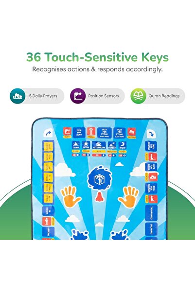 JOGAMS Smart Islamic Talking Prayer Mat for Kids, Interactive Rug with Voice Guidance to Teach Salah