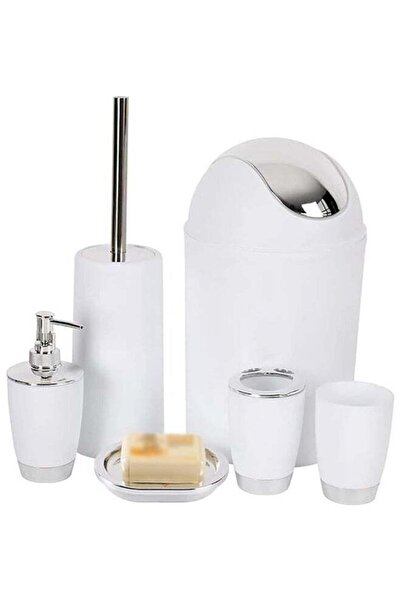 DOMEET 6 Pieces Of Bathroom Accessories Set, Household Toiletries Set, Bathroom Storage Set,Sturdy And Dura