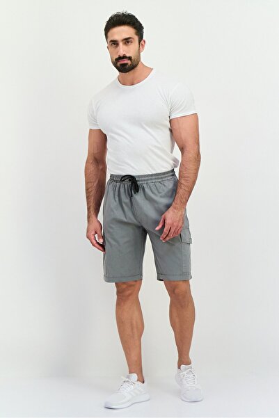 Trendyol Collection Men Plain Cargo Shorts, Dark Grey