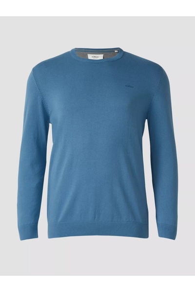 s.Oliver Big Sizes Men's sweater big sizes, with neckline at the base of the neck, Blue