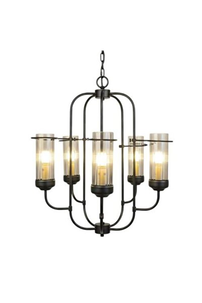 Happy Light ثريا سوداء كلاسيكية، 5 لمبات، قاعدة E14