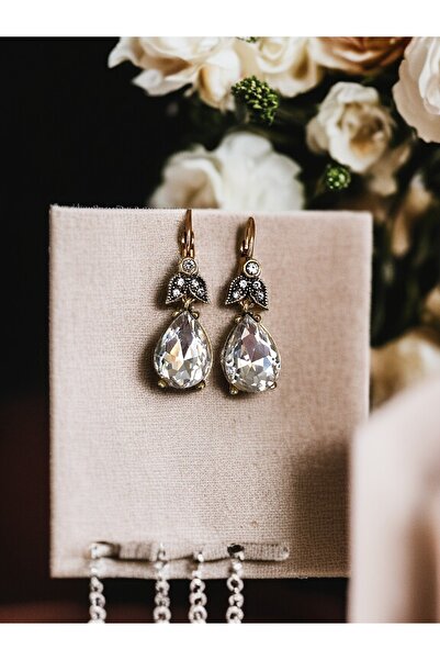 FAYRA ACCESSORIES أقراط متدلية على شكل قطرة ماء من حجر الكريستال