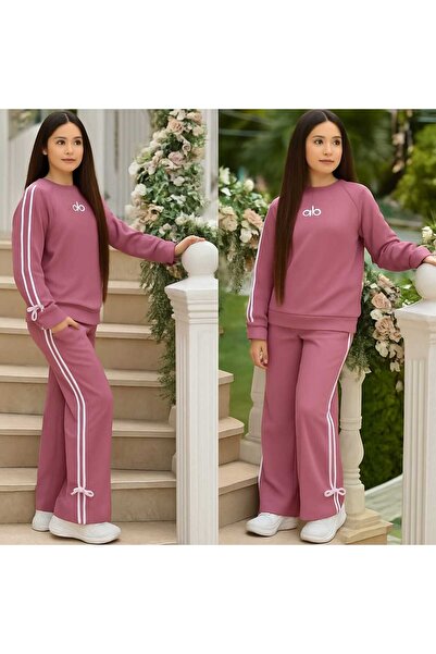 EFSACE Alo Printed Bowknot Girl's Suit Fleece-Lined Corded Fabric Fabric 6 16 Years Old