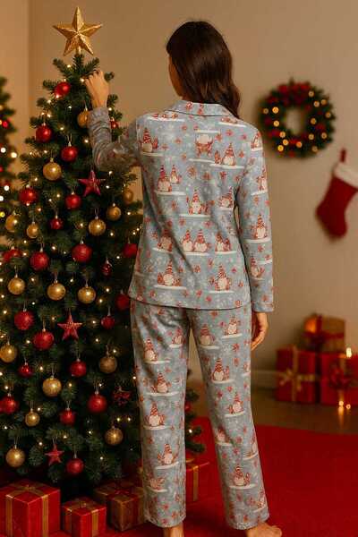 forte bella Patterned Top and Bottom Pajama Set