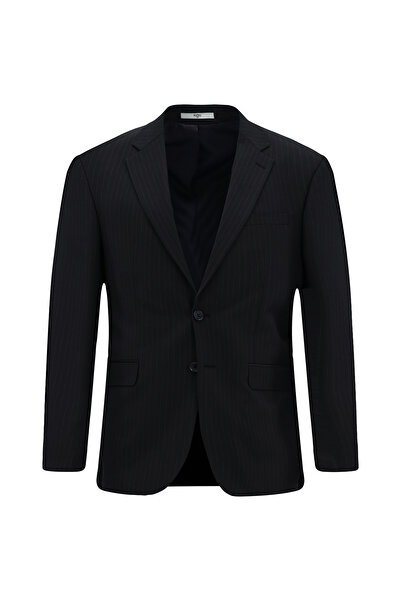 Kiğılı 8 Drop Muscle Fit Long Athletic Cut Mono Collar Wool Striped Suit