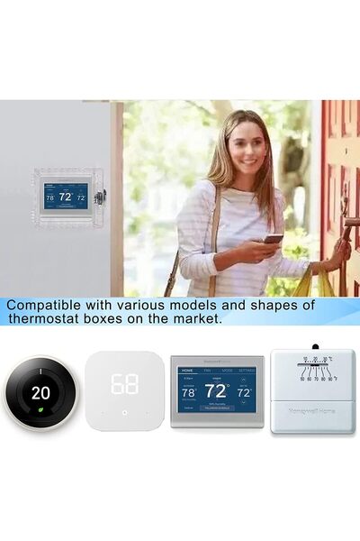 NALACAL صندوق قفل ترموستات عالمي مع مفتاح، واقي أكريليك شفاف (يناسب 5.6 × 4.5...