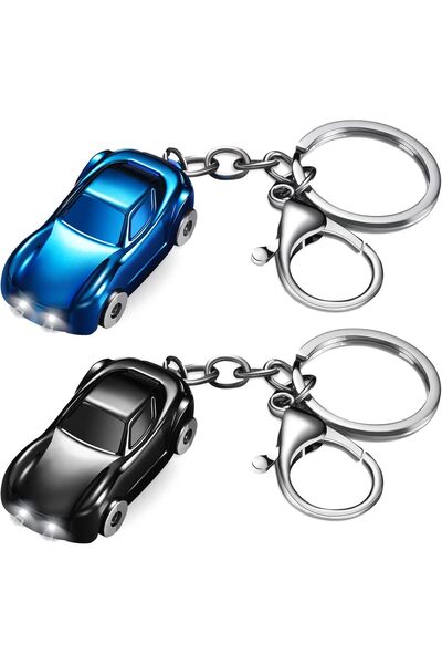 NALACAL سلسلة مفاتيح سيارة من سبائك الزنك مكونة من قطعتين مع مصباح يدوي LED ث...