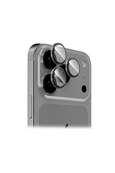 ADDISON iPhone 17 Pro/17 Pro Max Temperli Kamera Lens Koruyucu - Gri