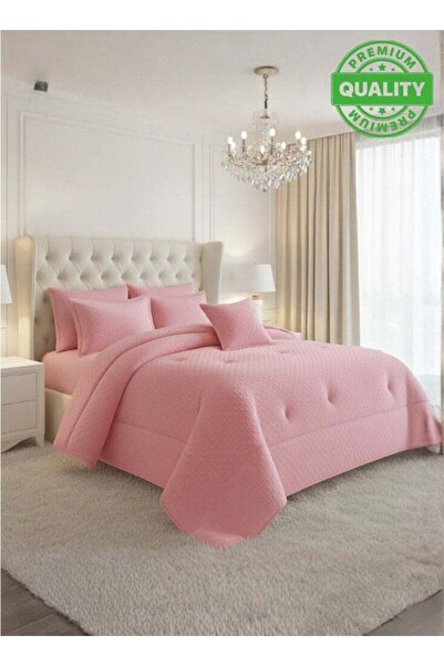 ninex Microfiber Hotel Comforter Set - 7 Pc King Size (200 x 200 cm) - Soft Pink
