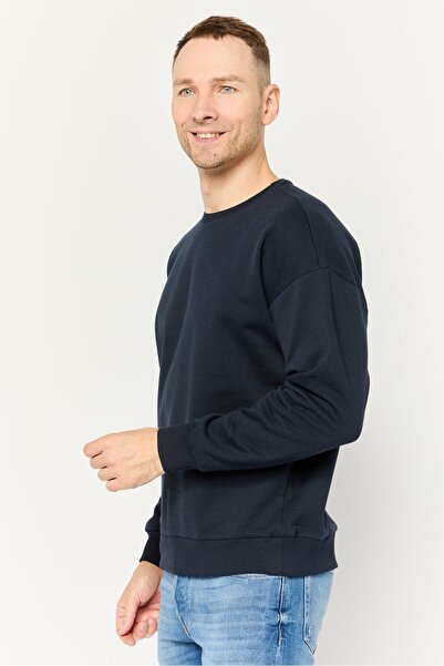Trendyol Collection Men Crew Neck Plain Sweatshirt, Navy Blue