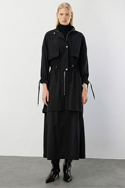 Moda İlgi Modailgi Rüzgarlıklı Beli Büzgülü Tunik Siyah