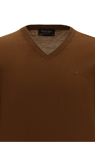 Abdullah Kiğılı V-Neck Regular Fit Embroidered Wool Knitwear Sweater