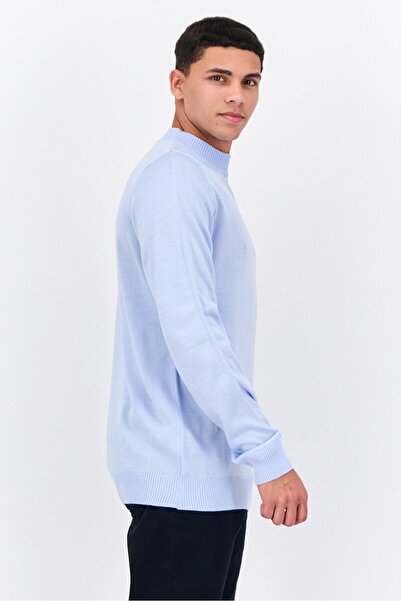 Trendyol Collection Men Crew Neck Long Sleeves Knitted Sweater, Sky Blue