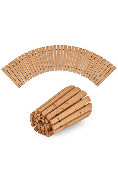 COSTWAY Curved wooden garden path, decorative path with non-slip surface, 216 x 43 cm, natural