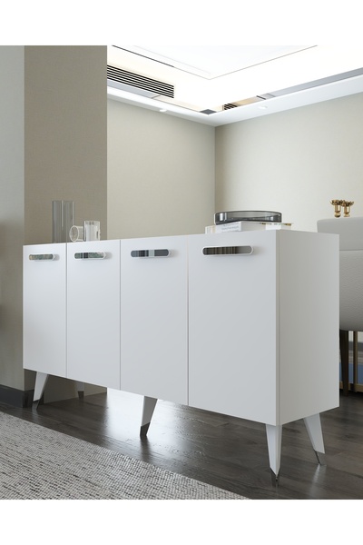 cantek dizayn 8226-128CT KB150 KONSOL,TV ÜNİTESİ BEYAZ-GÜMÜŞ