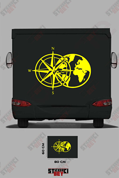 STİCKERCI BEY ملصق تزيين للعربات المتنقلة بتصميم البوصلة والعالم