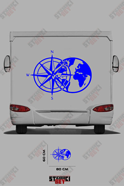 STİCKERCI BEY ملصق تزيين للعربات المتنقلة بتصميم البوصلة والعالم