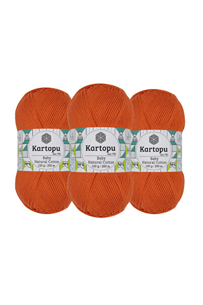 Kartopu Baby Natural Cotton Hand Knitting Yarn 100 Gr. 3 Pieces K202
