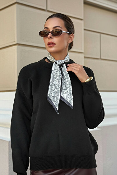 NEWCO Scarf Biscuit Collar Regular Knitwear Sweater