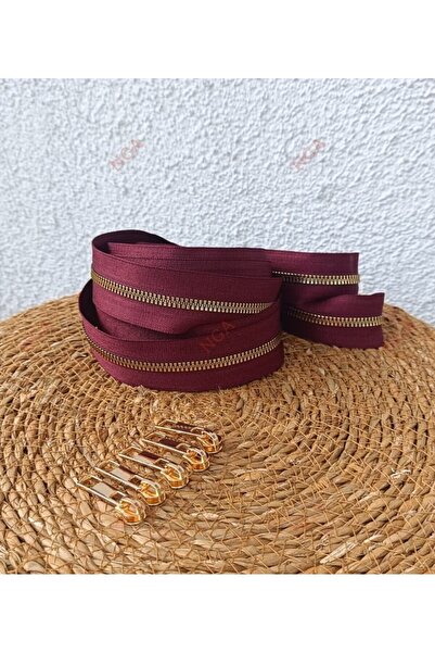 NGA's Mürdüm T6 Altın Gold Diş Kemik Fermuar Gümüş Başlık - 5 metre fermuar -...