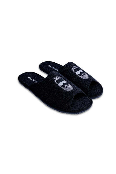 Belsta Black slippers with embroidery, black color, size 44