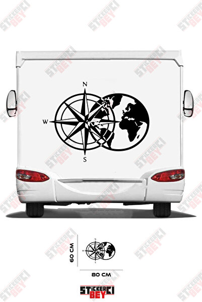STİCKERCI BEY ملصق تزيين للعربات المتنقلة بتصميم البوصلة والعالم