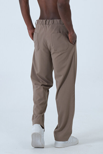 RELAXL Ανδρικό υφασμάτινο παντελόνι με ψηλόμεσο φαρδύ πόδι, φαρδύ εφαρμογή, βιζόν