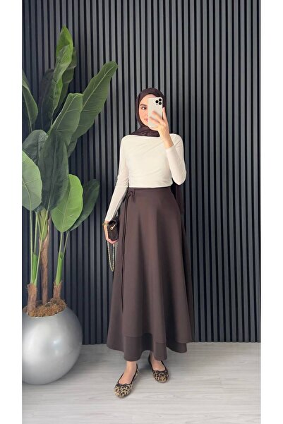 Blue Morpho Scuba Fabric Wrap Model Tied Skirt