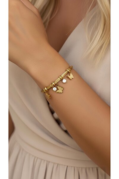 İNN JEWELLERY Steel Cuff Bracelet Anti-Tarnish Anti-Allergic Butterfly Figure (2 Years Importor Warranty)