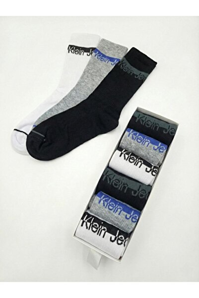 Calvin Klein Long training socks, 6-pack, cotton blend, black/optical white/grey, One Size