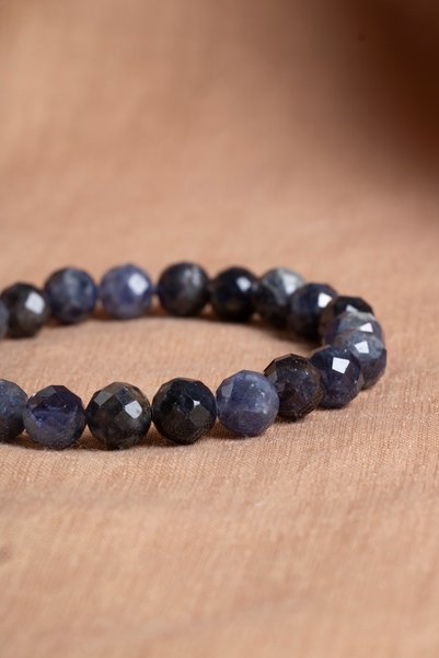 OSMANLI DEĞERLİ TAŞ Certified Iolite Natural Stone Faceted Bracelet Odt056