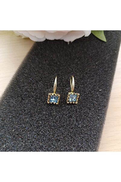 GlaMLo Accessories Gold Plated Stainless Steel Earrings – Blue Stone