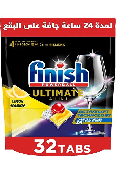 Finish Powerball Quantum Ultimate Dishwasher Detergent Tablets, Lemon Sparkle - 32 Tabs