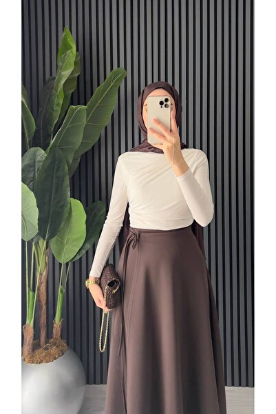 Blue Morpho Scuba Fabric Wrap Model Tied Skirt