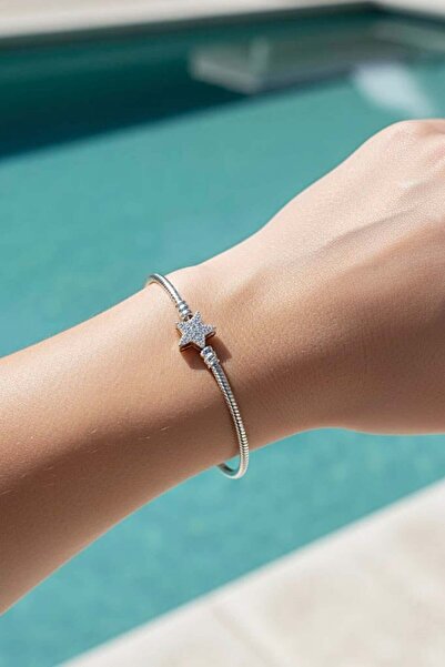 TAKIŞTIR Gümüş Renk Yıldız Figürlü Bileklik