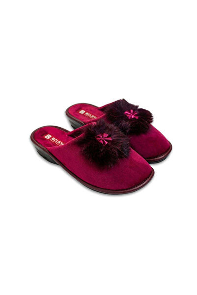 Belsta Papuci de casă din velur bordeaux, marimea 38