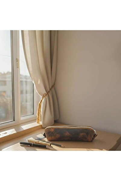 Be Online Hakiki Deri Kalemlik, El Yapımı Çok Amaçlı Makyaj Fırça Çantası, Fe...