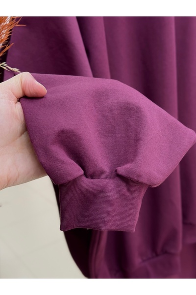 MİHRA STORE Dilşah Bol Sweat Two-Piece Pants Set-Nl222 Plum