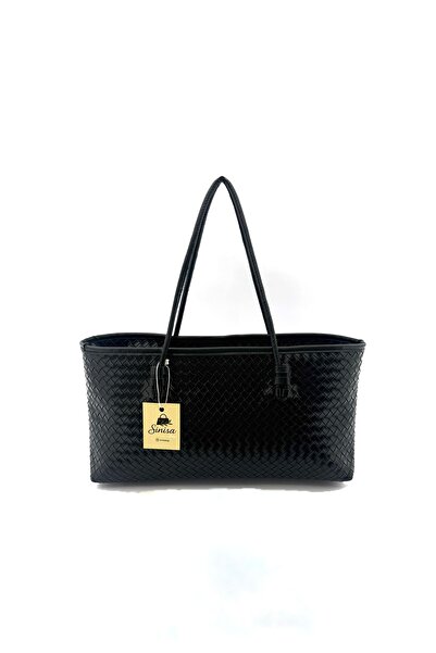 SİNİSA BAG Women's Knitted Patterned Faux Leather Hand and Shoulder Bag Styli...