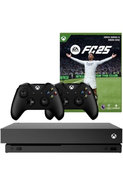 MICROSOFT Consolă Xbox One X, 1TB, Neagră + 2 Controllere Second Hand + EA SPORTS FC 25