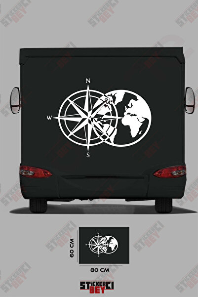 STİCKERCI BEY ملصق تزيين للعربات المتنقلة بتصميم البوصلة والعالم