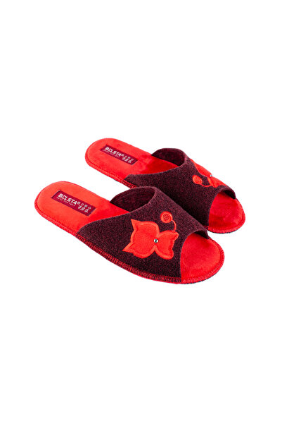 Belsta Papuci din fetru naturală, model pisica, culoare rosu, marime 37