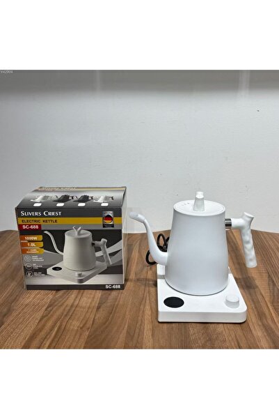 Generic Electric Gooseneck Kettle, 1000W Stainless Steel, Temperature Control (White)