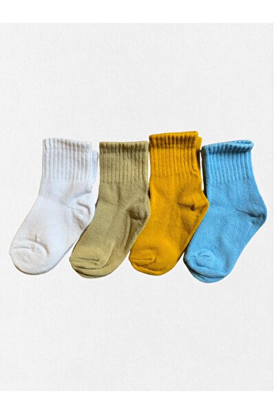 Fil Kids Baby Winter Socks Cotton Fabric 4-Piece Blue Brown Yellow Beige Colo...
