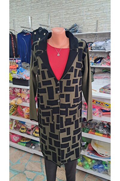 Elvoria سترة طويلة منقوشة باللونين الأخضر والأسود