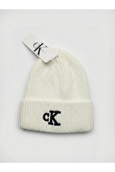 Calvin Klein Striped wool blend hat, Unisex, One Size, White