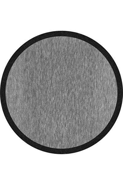 Frenda Agra Yuvarlak Siyah Çerçeveli Gri Sisal Dokuma Kolay Temizlenen Mutfak...