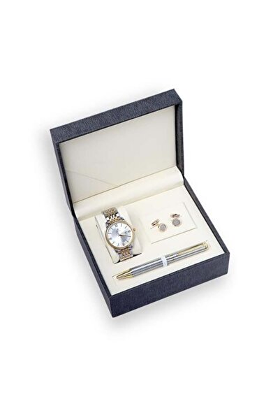 GHOST ROSE طقم رجالي أنيق (ساعة، قلم، أزرار أكمام)