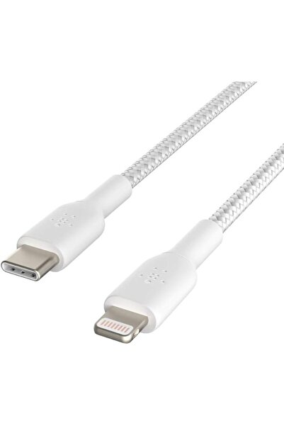 Belkin كابل مضفر من USB-C إلى Lightning (2 متر، أبيض)
